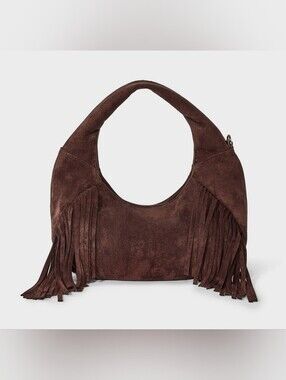 Soft Fringe Crescent Handbag - Universal Thread" Brown